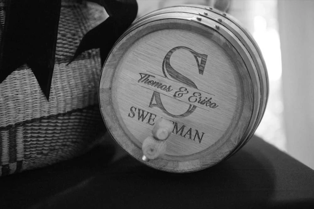Personalized whiskey barrel detail